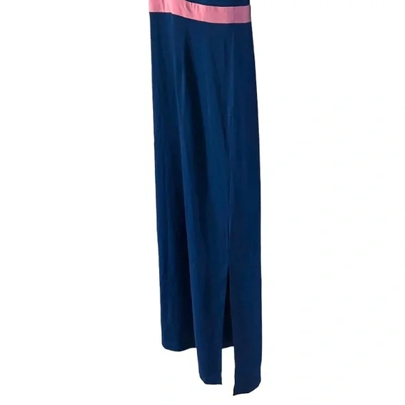 ❣️Ainsley Jersey Knit Navy Stretch Maxi Office Career Casual Stretchy Blue Dress - Picture 11 of 15